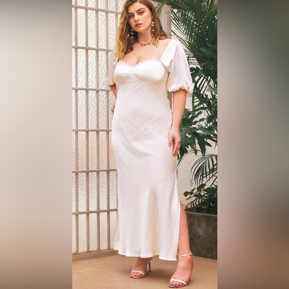 Cider White Satin Wedding Rehearsal Dress